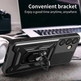 Samsung Galaxy S25+ Roterende Ring Hybrid Cover med Kameraskjold - Rød