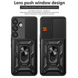 Samsung Galaxy S25+ Roterende Ring Hybrid Cover med Kameraskjold - Rød