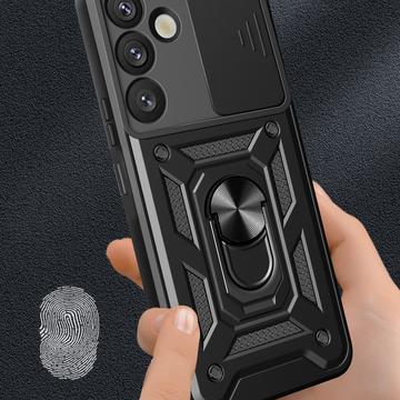Samsung Galaxy S25+ Roterende Ring Hybrid Cover med Kameraskjold - Rødguld