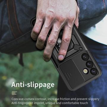 Samsung Galaxy S25+ Roterende Ring Hybrid Cover med Kameraskjold - Rødguld