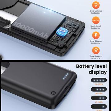 Samsung Galaxy S25+/S24+ batterietui med ekstra batteri - 10000mAh - sort