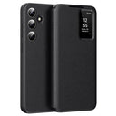 Samsung Galaxy S25+ Smart Clear View Flip etui med kortplads - Sort