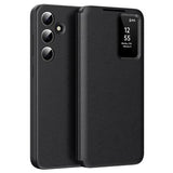 Samsung Galaxy S25+ Smart Clear View Flip etui med kortplads - Sort