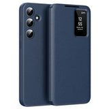 Samsung Galaxy S25+ Smart Clear View Flip etui med kortplads - Safir