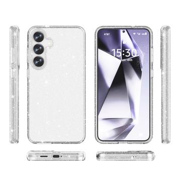 Samsung Galaxy S25+ Stylish Glitter Series Hybrid Cover - Hvid