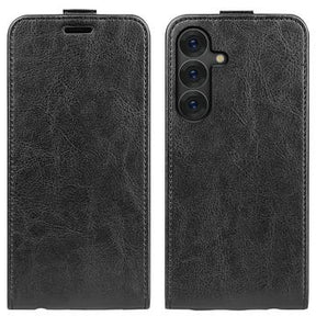Samsung Galaxy S25+ Vertikal Flip Taske med Kortholder - Sort