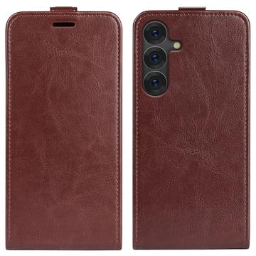 Samsung Galaxy S25+ Vertikal Flip Taske med Kortholder - Brun