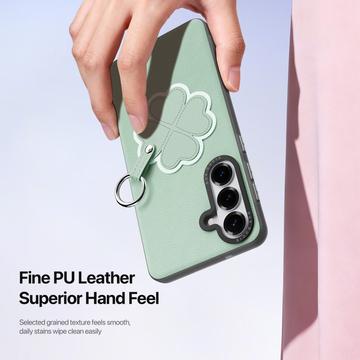 Samsung Galaxy S26 Dux Ducis Luvy cover med fingerring/håndrem - Grøn / Kløver