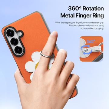 Samsung Galaxy S26 Dux Ducis Luvy cover med fingerring/håndrem - Orange / Marguerit