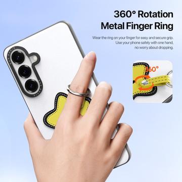 Samsung Galaxy S26 Dux Ducis Luvy cover med fingerring/håndrem - hvid / stjerne