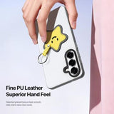 Samsung Galaxy S26 Dux Ducis Luvy cover med fingerring/håndrem - hvid / stjerne