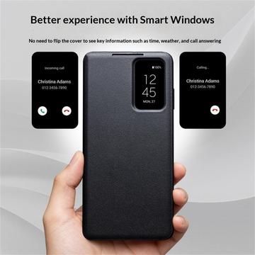 Samsung Galaxy S26 Qialino Smart View Flip Lædercover - Sort