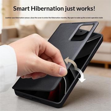 Samsung Galaxy S26 Qialino Smart View Flip Lædercover - Sort