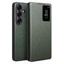 Samsung Galaxy S26 Qialino Smart View Flip Lædercover - Grøn