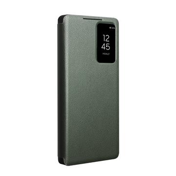 Samsung Galaxy S26 Qialino Smart View Flip Lædercover - Grøn