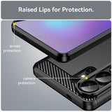 Samsung Galaxy S26 Ultra Børstet TPU Cover - Karbonfiber - Sort
