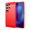 Samsung Galaxy S26 Ultra Børstet TPU Cover - Karbonfiber - rød
