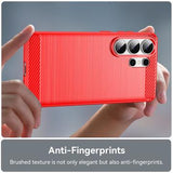 Samsung Galaxy S26 Ultra Børstet TPU Cover - Karbonfiber - rød