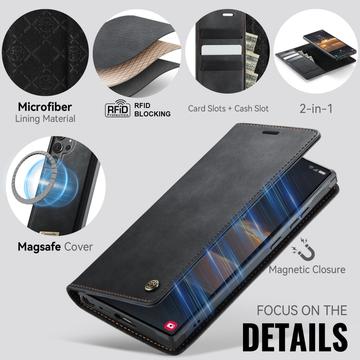 Samsung Galaxy S26 Ultra Caseme C49 2-i-1 aftagelig pungetui - MagSafe-kompatibel, RFID - Sort