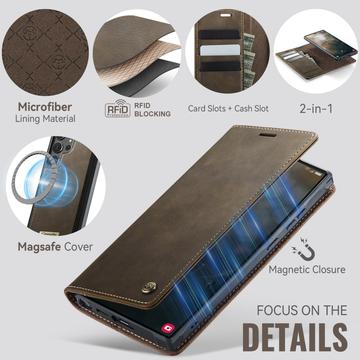 Samsung Galaxy S26 Ultra Caseme C49 2-i-1 aftagelig pungetui - MagSafe-kompatibel, RFID - Kaffe