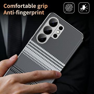 Samsung Galaxy S26 Ultra Smart View-klapetui med ternet mønster og kortholder - Sort