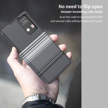 Samsung Galaxy S26 Ultra Smart View-klapetui med ternet mønster og kortholder - Sort