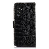 Samsung Galaxy S26 Ultra Crocodile Series Læderpung med RFID - Sort