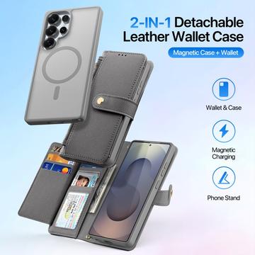 Samsung Galaxy S26 Ultra Dux Ducis Lawa Pung læderetui med magnetisk låg - grå