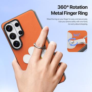 Samsung Galaxy S26 Ultra Dux Ducis Luvy cover med fingerring/håndrem - Orange / Marguerit