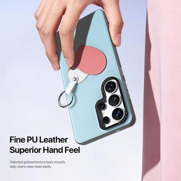 Samsung Galaxy S26 Ultra Dux Ducis Luvy cover med fingerring/håndrem - himmelblå / hjerte