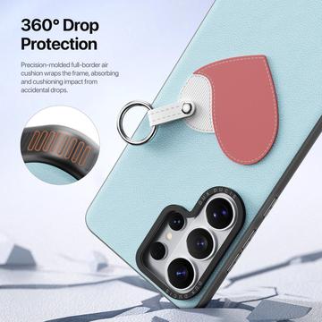 Samsung Galaxy S26 Ultra Dux Ducis Luvy cover med fingerring/håndrem - himmelblå / hjerte