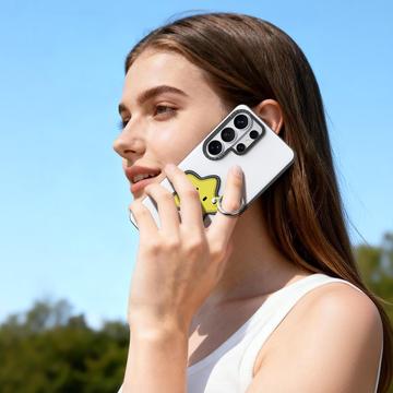Samsung Galaxy S26 Ultra Dux Ducis Luvy cover med fingerring/håndrem - hvid / stjerne