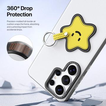 Samsung Galaxy S26 Ultra Dux Ducis Luvy cover med fingerring/håndrem - hvid / stjerne