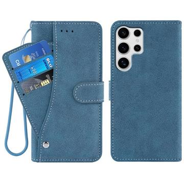 Samsung Galaxy S26 Ultra Elegant retro-pungetui med roterende kortholder - Blå