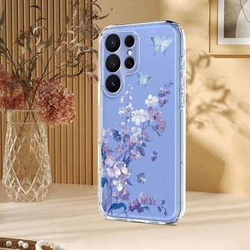 Samsung Galaxy S26 Ultra TPU-cover med blomstermønster - Lilla