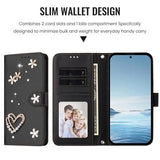 Samsung Galaxy S26 Ultra-pungetui med hjerter og blomster - sort