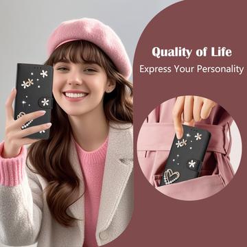 Samsung Galaxy S26 Ultra-pungetui med hjerter og blomster - sort