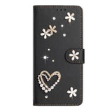 Samsung Galaxy S26 Ultra-pungetui med hjerter og blomster - sort