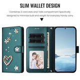 Samsung Galaxy S26 Ultra-pungetui med hjerter og blomster - grøn