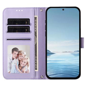 Samsung Galaxy S26 Ultra-pungetui med hjerter og blomster - lys lilla
