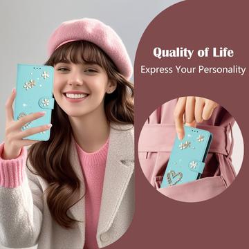 Samsung Galaxy S26 Ultra-pungetui med hjerter og blomster - Mynte