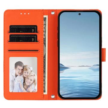 Samsung Galaxy S26 Ultra-pungetui med hjerter og blomster - orange