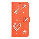 Samsung Galaxy S26 Ultra-pungetui med hjerter og blomster - orange