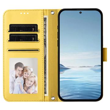 Samsung Galaxy S26 Ultra-pungetui med hjerter og blomster - gul