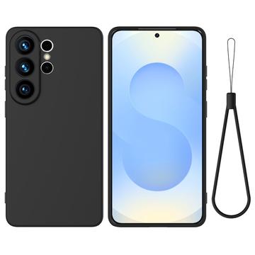 Samsung Galaxy S26 Ultra Flydende silikone cover med håndrem - sort