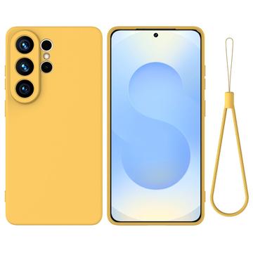 Samsung Galaxy S26 Ultra Flydende silikone cover med håndrem - gul