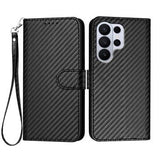 Samsung Galaxy S26 Ultra Premium Wallet-etui med rem - kulfiberstruktur - kulsort