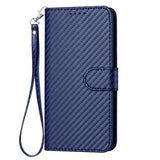 Samsung Galaxy S26 Ultra Premium Wallet-etui med rem - kulfiberstruktur - Kulstofblå