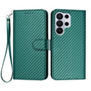 Samsung Galaxy S26 Ultra Premium Wallet-etui med rem - kulfiberstruktur - Kulstofgrøn