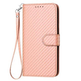 Samsung Galaxy S26 Ultra Premium Wallet-etui med rem - kulfiberstruktur - Kulstoflyserød